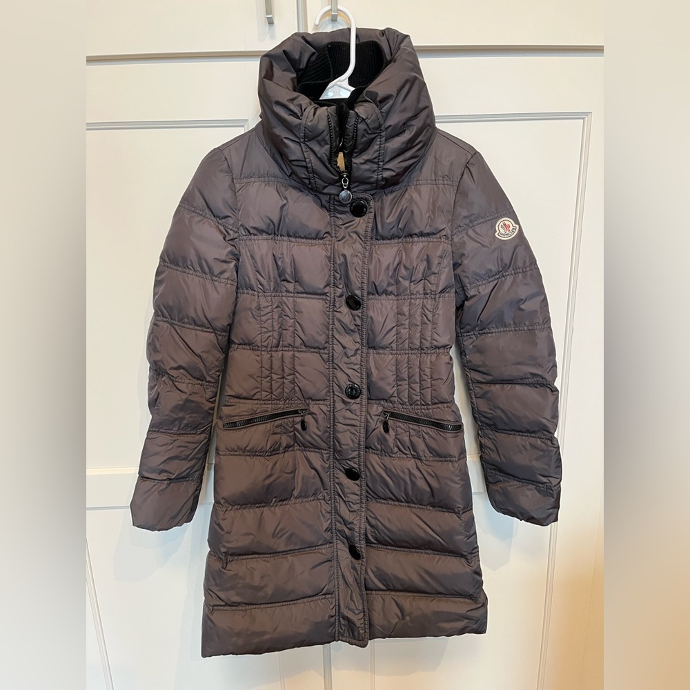 Moncler Metallic Silver Jacket with Black Knit Collar